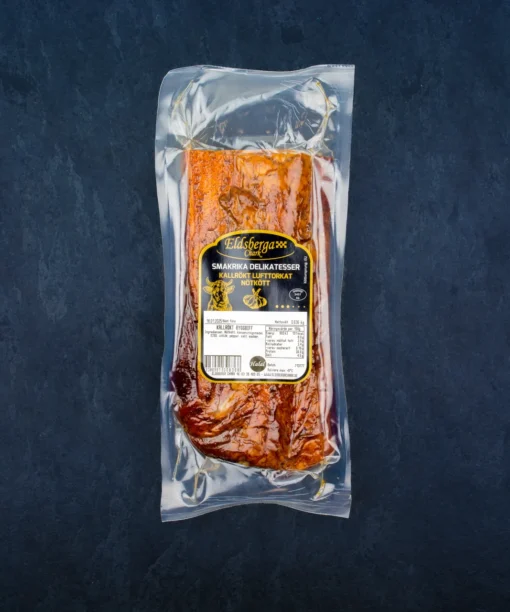 Kallrökt ryggbiff, producerad av Eldsberga Chark