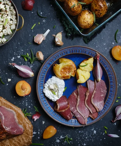 Kallrökt ryggbiff, producerad av Eldsberga Chark